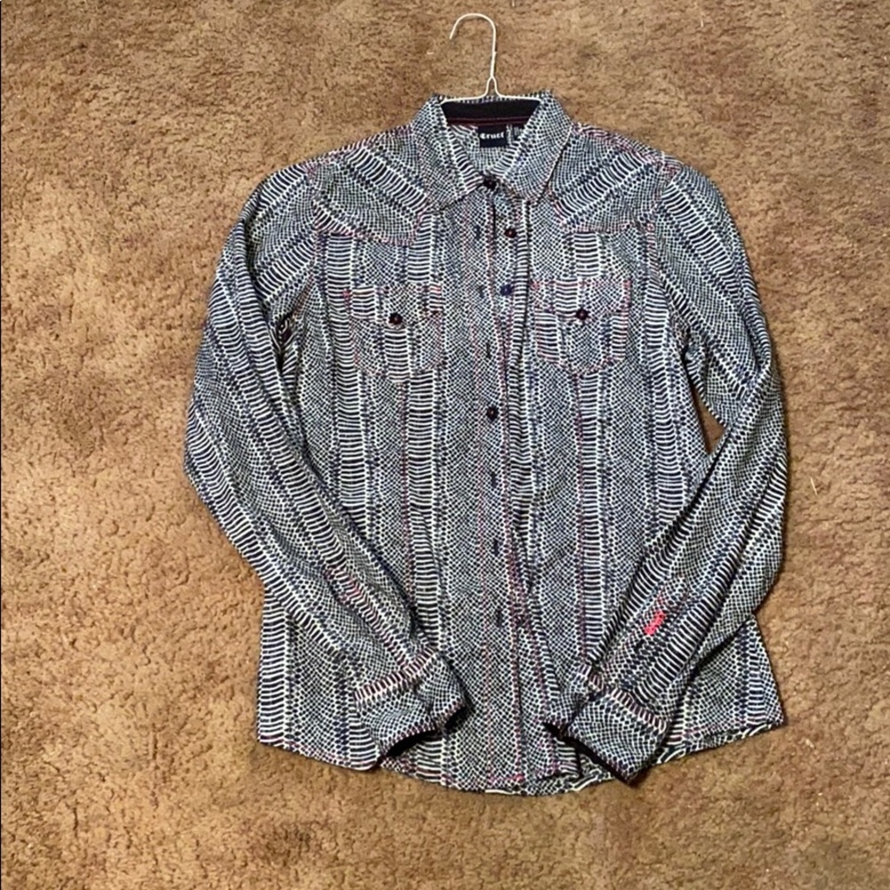 Cruel girl snake print show shirt, pink stitching